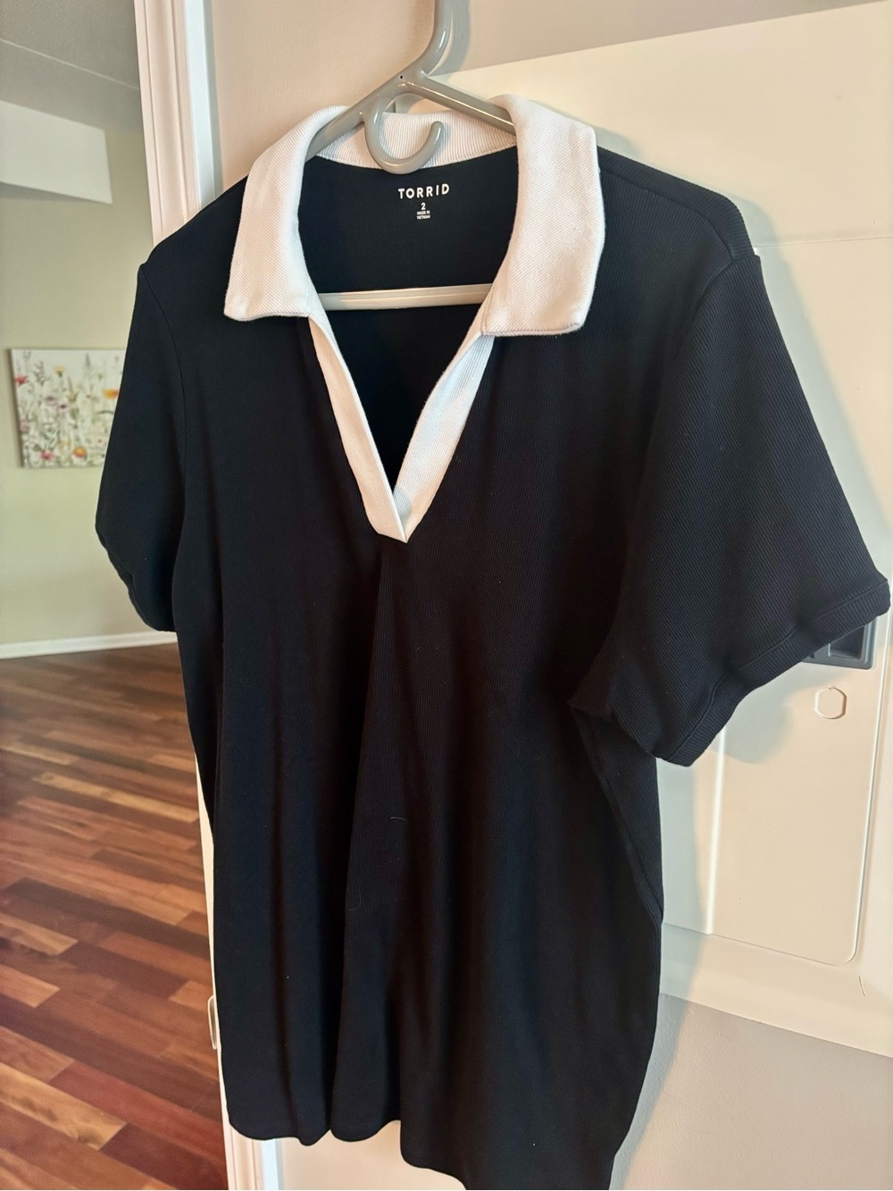 Torrid Black Polo Top with White Collar